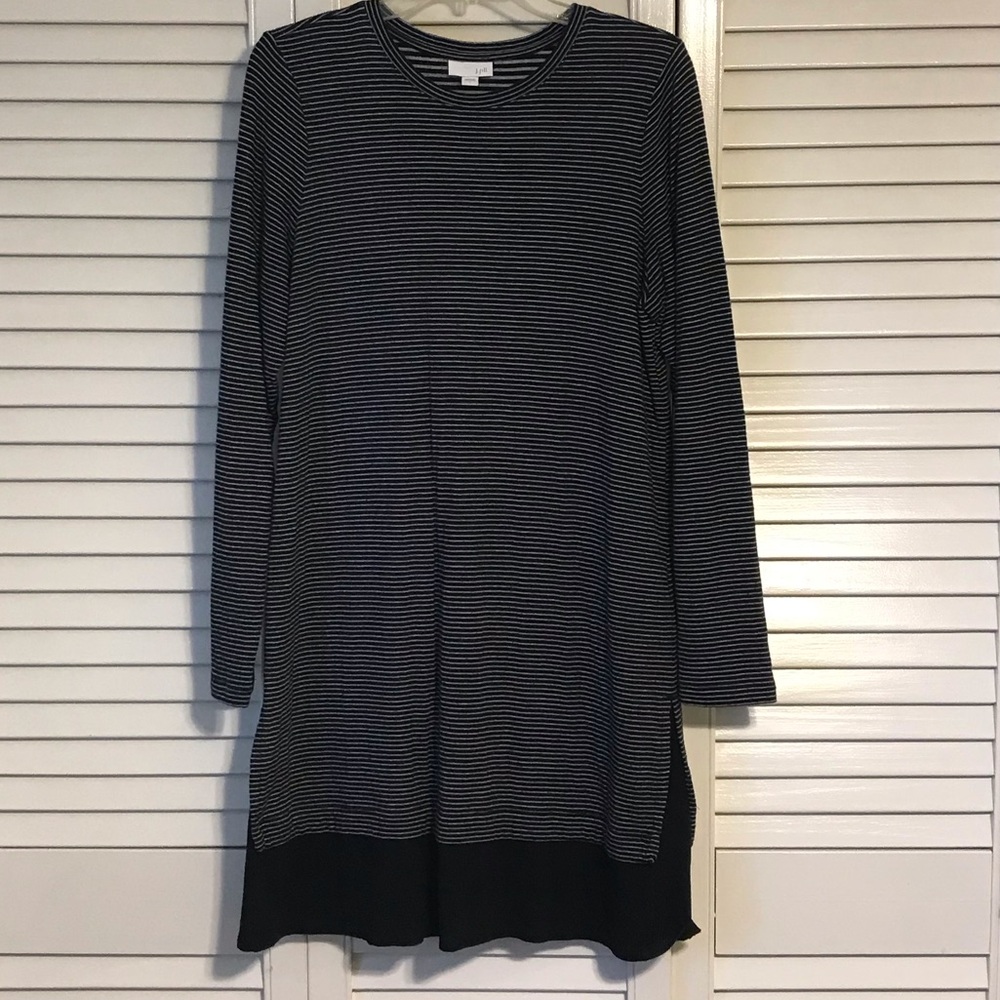 J. Jill Black and Gray Striped Dress